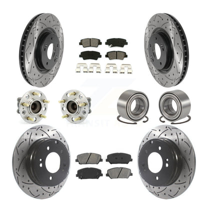 Hub Bearing Coated Brake Rotor And Pad Front Rear Kit (10Pc) For Kia Optima 2.0L