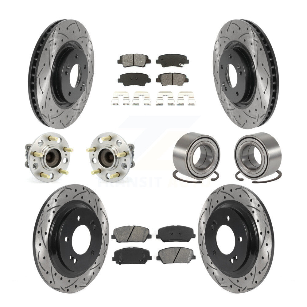 Hub Bearing Coat Brake Rotor Pad Front Rear Kit (10Pc) For 13-15 Kia Optima 2.0L