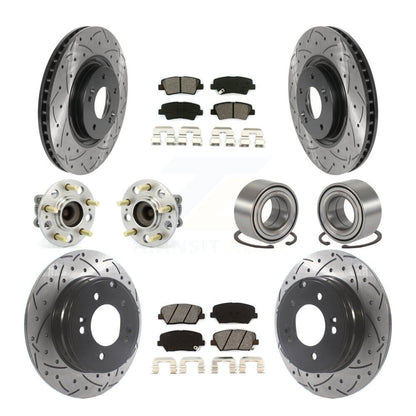 Hub Bearing Coated Disc Brake Rotor Pads Front Rear Kit (10Pc) For Hyundai Azera