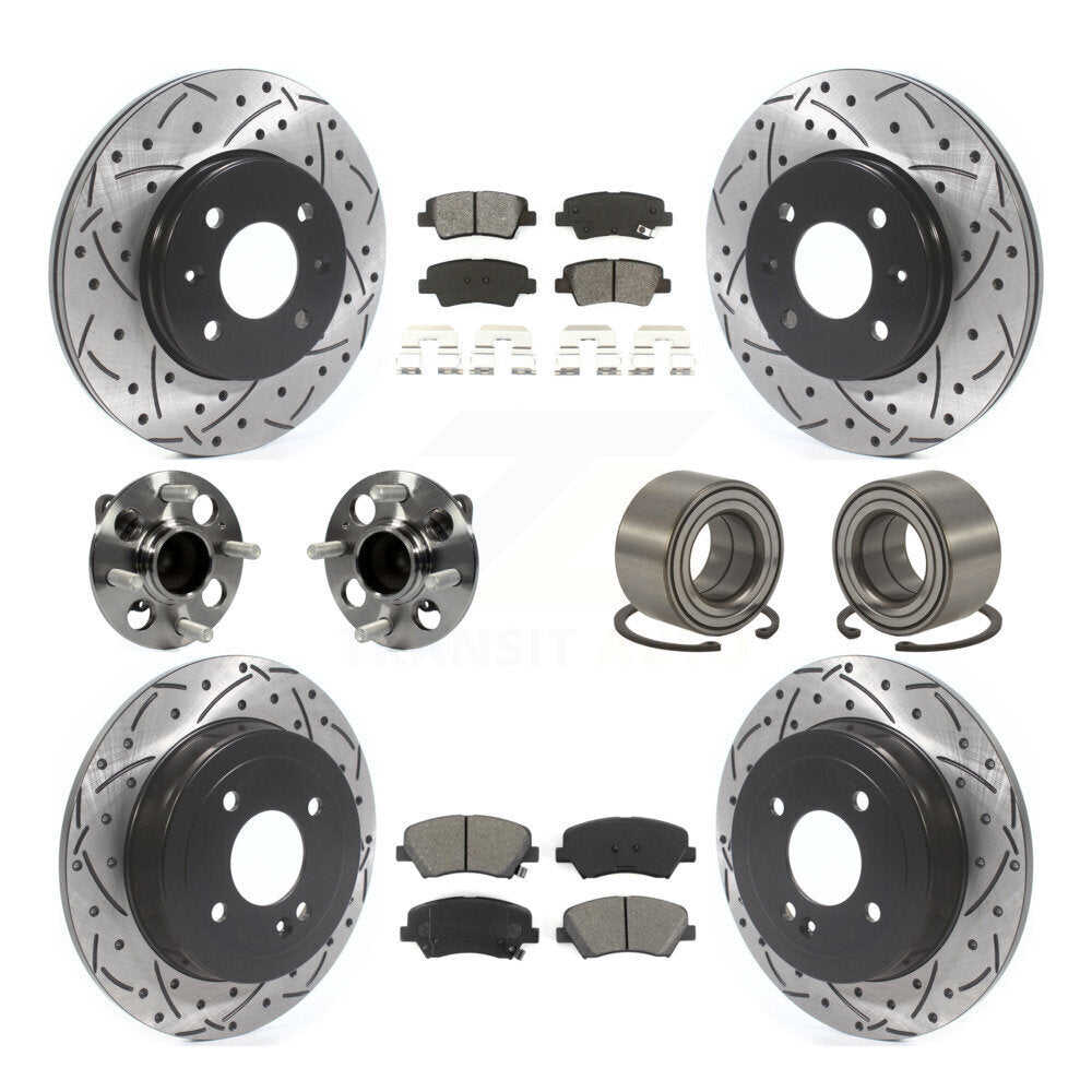 Hub Bearing Coat Brake Rotor Pads Front Rear Kit (10Pc) For 12-17 Hyundai Accent