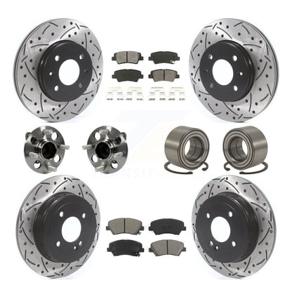 Hub Bearing Coat Brake Rotor Pads Front Rear Kit (10Pc) For 12-17 Hyundai Accent