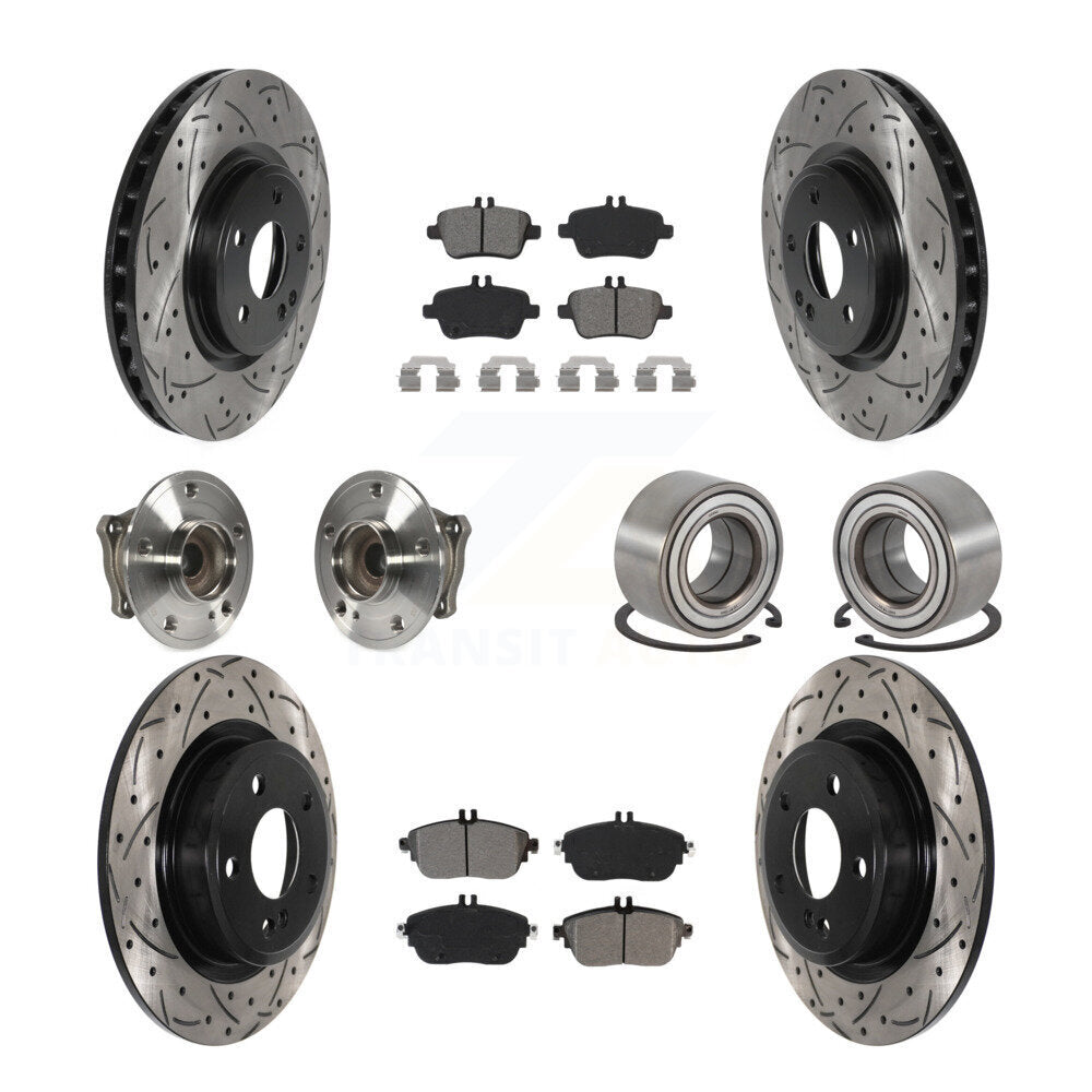 Hub Bearing Coat Brake Rotor Pads Front Rear Kit (10Pc) For Mercedes-Benz GLA250