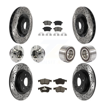 Hub Bearing Coated Brake Rotor Pad Front Rear Kit (10Pc) For 2014-2018 Fiat 500L