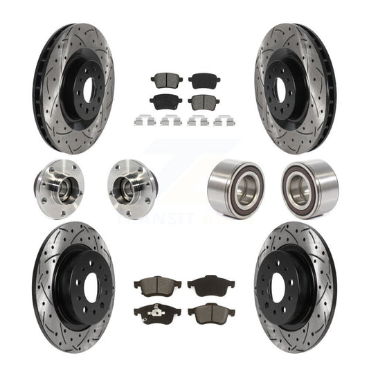 Hub Bearing Coated Brake Rotor Pad Front Rear Kit (10Pc) For 2014-2018 Fiat 500L
