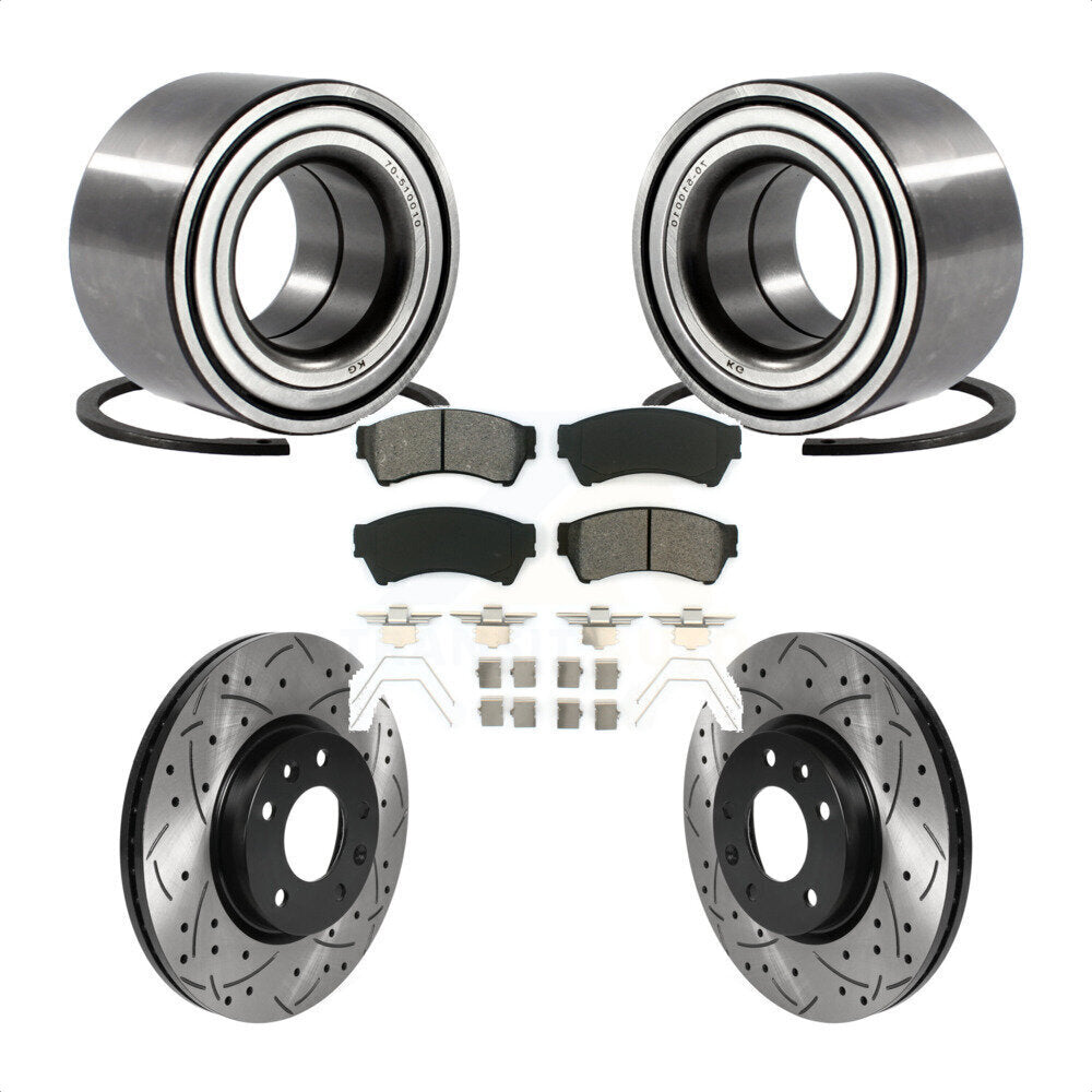 Wheel Bearing Drilled Slot Brake Rotor Pad Front Kit For Ford Fusion Mazda 6 MKZ