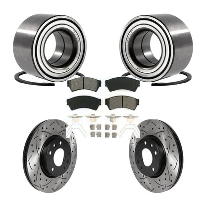 Wheel Bearing Drilled Slot Brake Rotor Pad Front Kit For Ford Fusion Mazda 6 MKZ