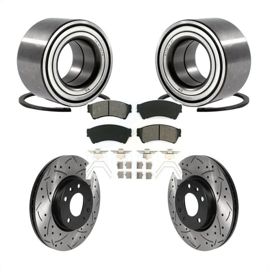 Wheel Bearing Drilled Slot Brake Rotor Pad Front Kit For Ford Fusion Mazda 6 MKZ
