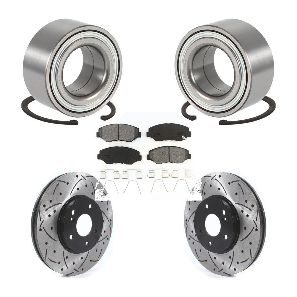 Wheel Bearing Drilled Slot Brake Rotor & Pad Front Kit For 2003-2004 Honda Pilot