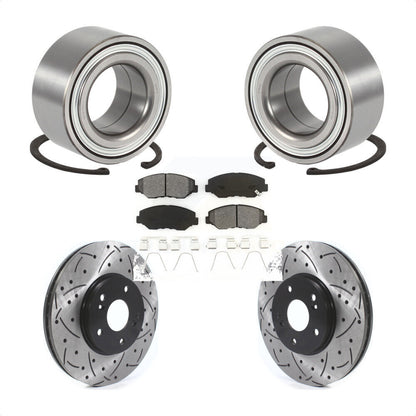 Wheel Bearing Drilled Slot Brake Rotor & Pad Front Kit For 2003-2004 Honda Pilot
