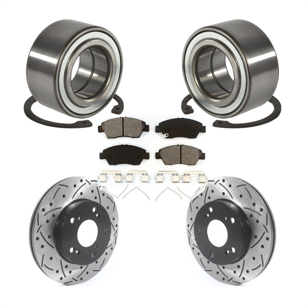 Wheel Bearing Coat Drill Slot Brake Rotor Pad Front Kit For 2004 Honda Civic SiR