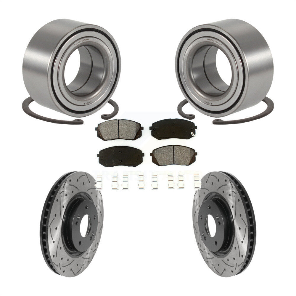 Wheel Bearing Coated Drill Slot Brake Rotor Pad Front Kit For Hyundai Tucson Kia