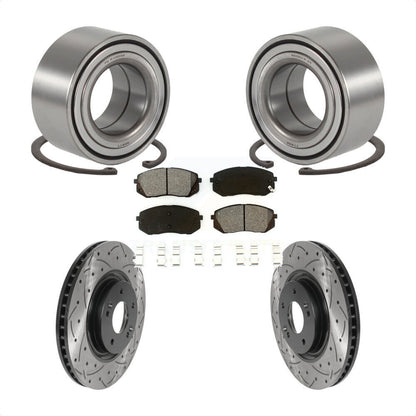 Wheel Bearing Coated Drill Slot Brake Rotor Pad Front Kit For Hyundai Tucson Kia