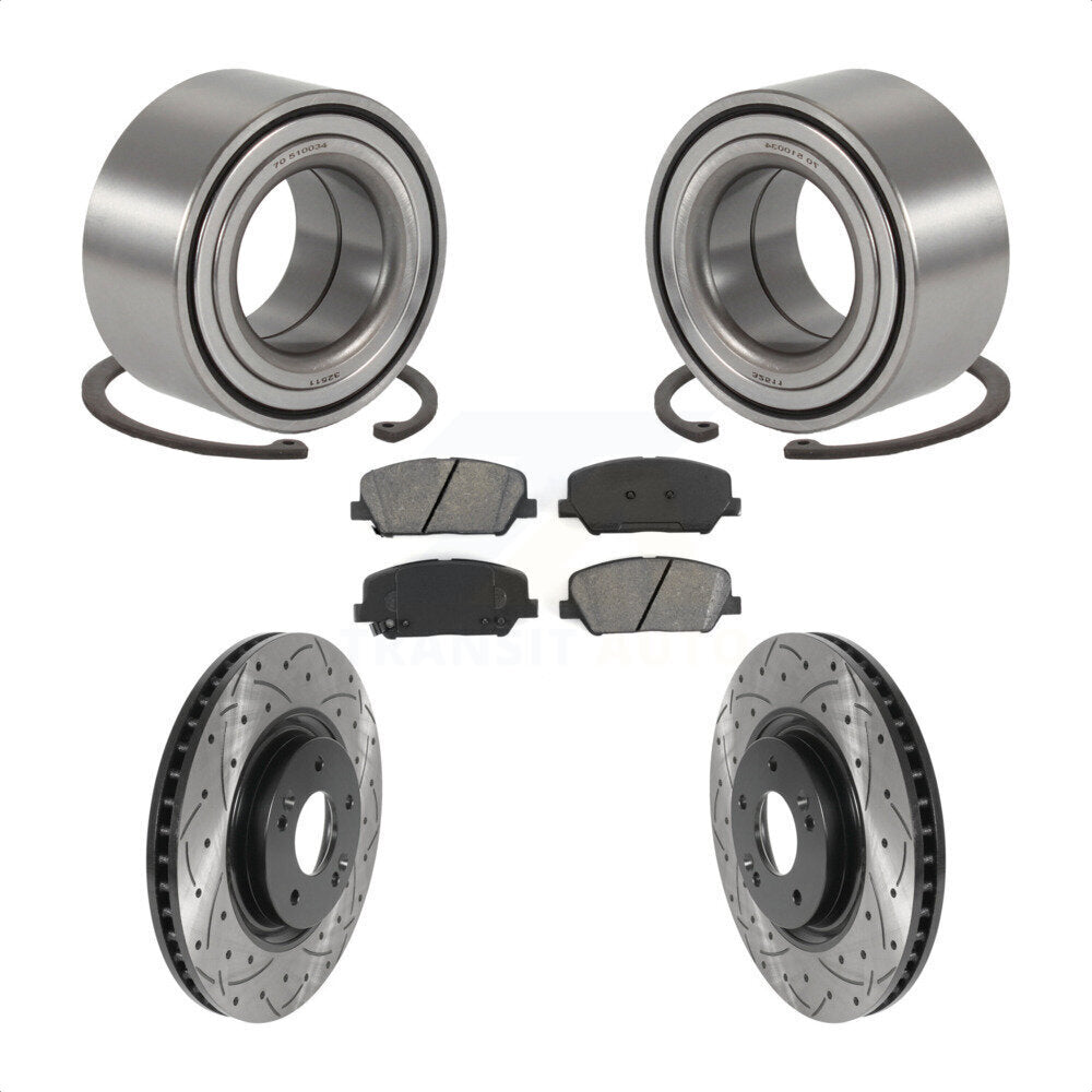 Wheel Bearing Drill Slot Brake Rotor Pad Front Kit For 2011-2015 Kia Optima 2.0L