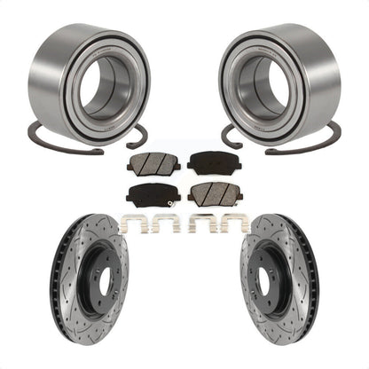 Wheel Bearing Drilled Slot Brake Rotor Pad Front Kit For 2012-2017 Hyundai Azera