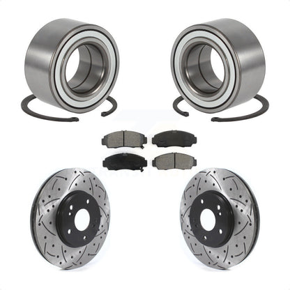 Wheel Bearing Coated Drilled Slotted Brake Rotor & Pad Front Kit For Acura TL CL