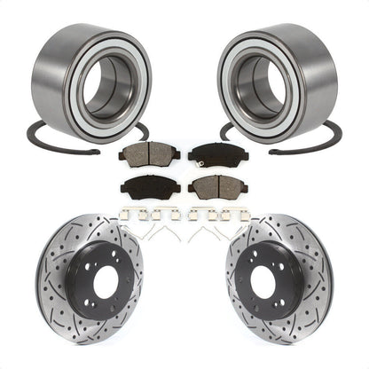Wheel Bearing Drilled Slot Brake Rotor & Pad Front Kit For Honda Civic Acura RSX