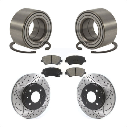Wheel Bearing Drill Slot Brake Rotor Pads Front Kit For 2012-2017 Hyundai Accent