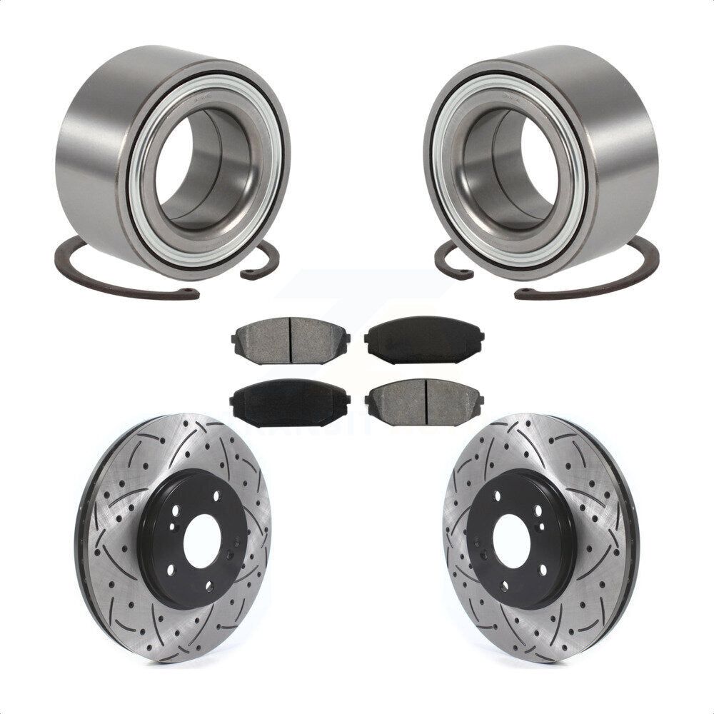 Wheel Bearing Drilled Slot Brake Rotor Pad Front Kit For 1999-2004 Honda Odyssey