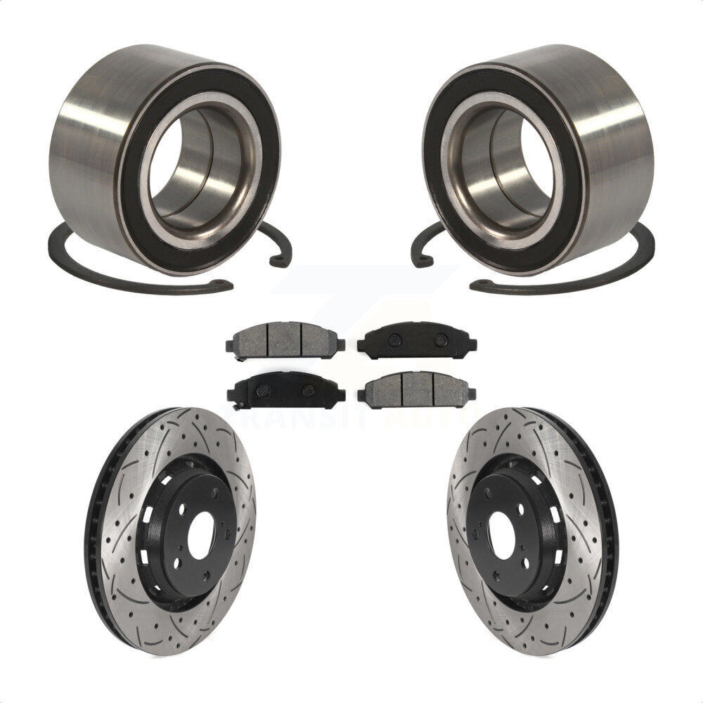 Wheel Bearing Drilled Slot Brake Rotor Pads Front Kit For 2009-2016 Toyota Venza