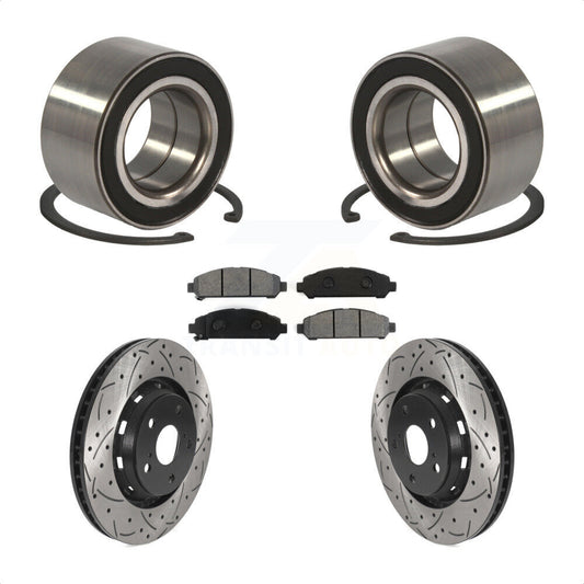Wheel Bearing Drilled Slot Brake Rotor Pads Front Kit For 2009-2016 Toyota Venza