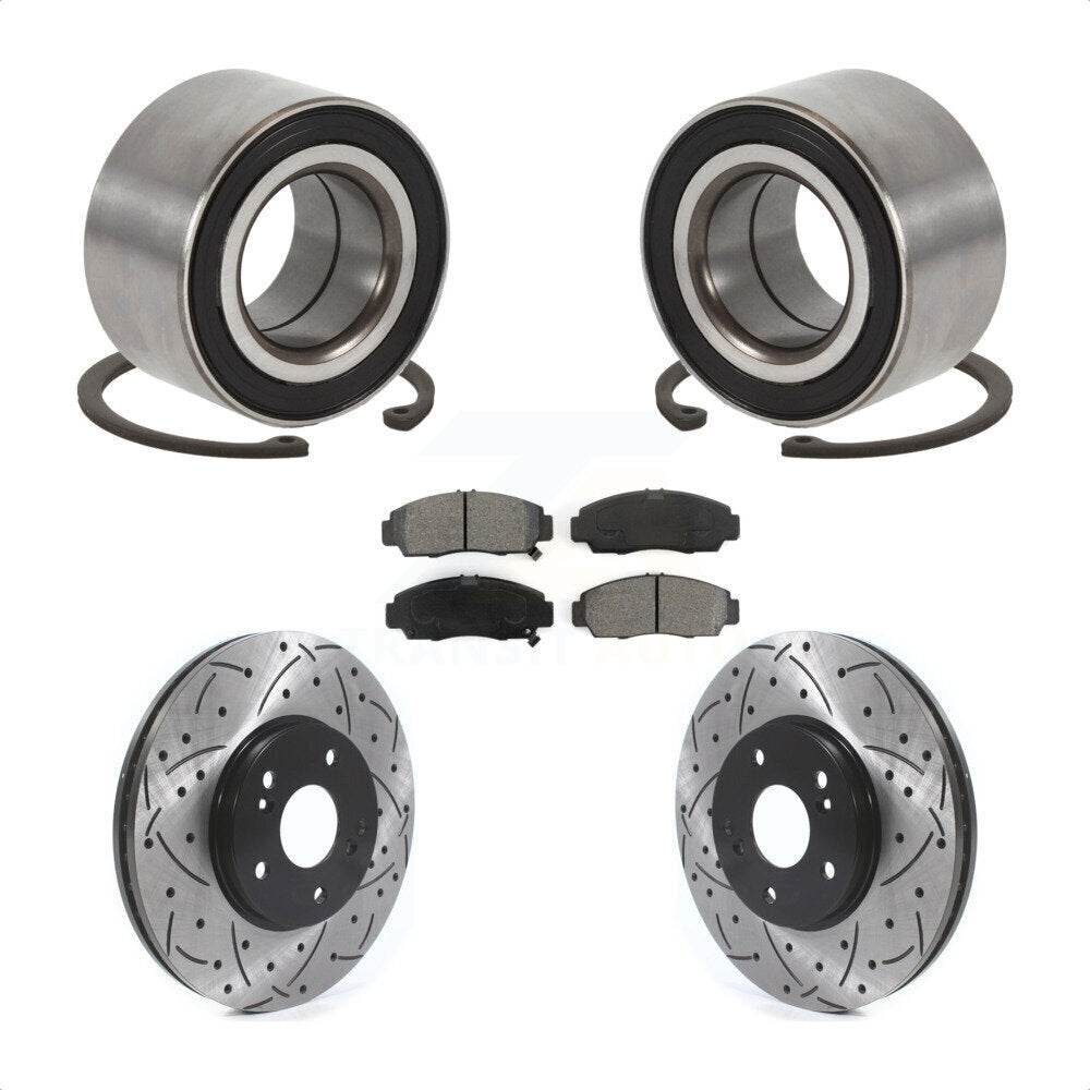 Wheel Bearing Drill Slot Brake Rotor Pad Front Kit For Honda Accord Acura TSX TL