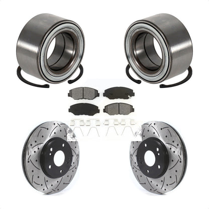 Wheel Bearing Drilled Slot Brake Rotor & Pad Front Kit For 2005-2008 Honda Pilot