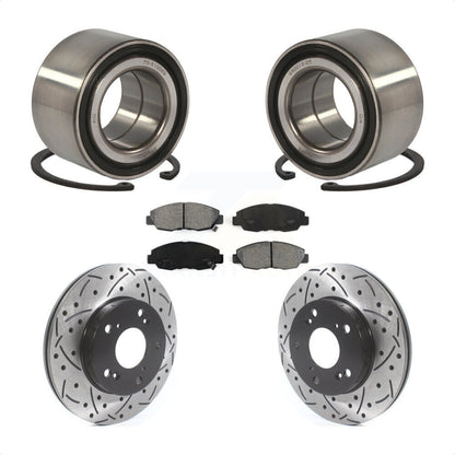 Wheel Bearing Coated Drilled Slotted Brake Rotor & Pad Front Kit For Honda Civic