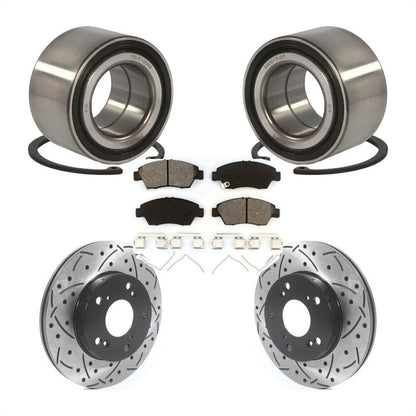 Wheel Bearing Coated Drilled Slotted Brake Rotor & Pad Front Kit For Honda Civic