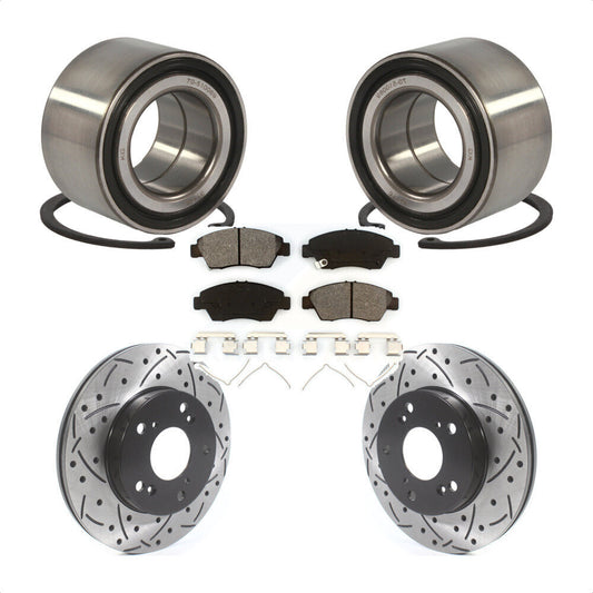 Wheel Bearing Coated Drilled Slotted Brake Rotor & Pad Front Kit For Honda Civic