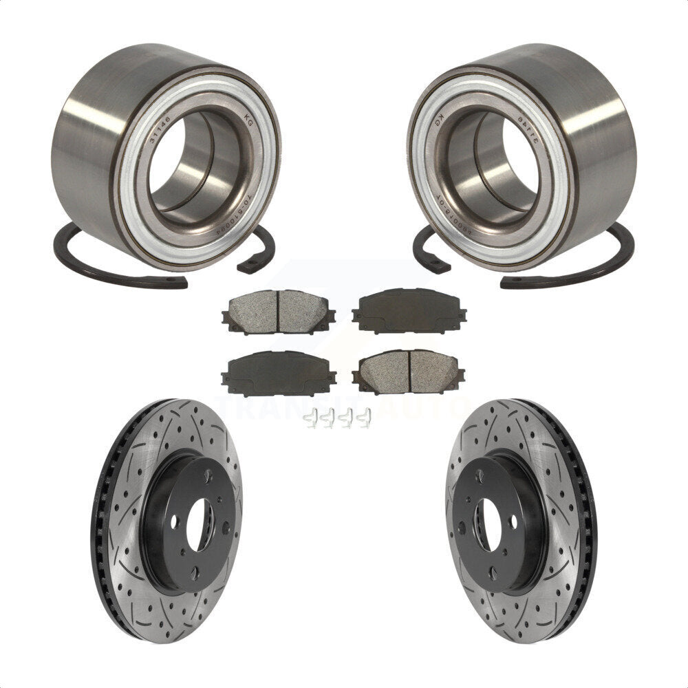 Wheel Bearing Drilled Slot Brake Rotor Pad Front Kit For Toyota Yaris Prius C iQ