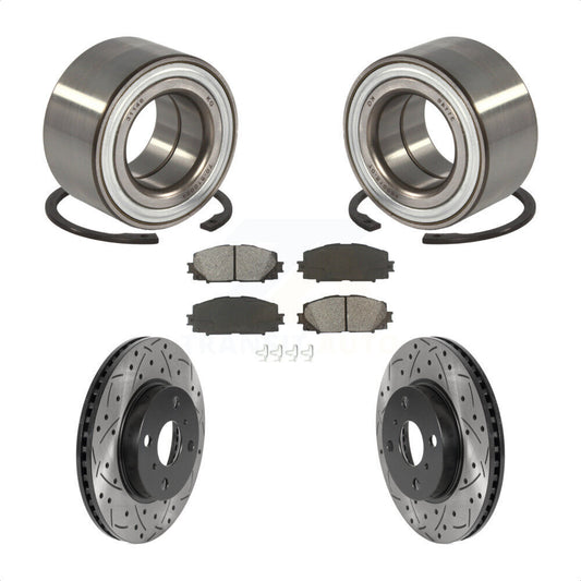 Wheel Bearing Drilled Slot Brake Rotor Pad Front Kit For Toyota Yaris Prius C iQ