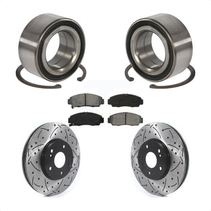 Wheel Bearing Drilled Slot Brake Rotor Pads Front Kit For Honda Accord Acura TSX