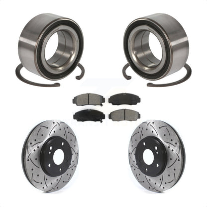 Wheel Bearing Drilled Slot Brake Rotor Pads Front Kit For Honda Accord Acura TSX