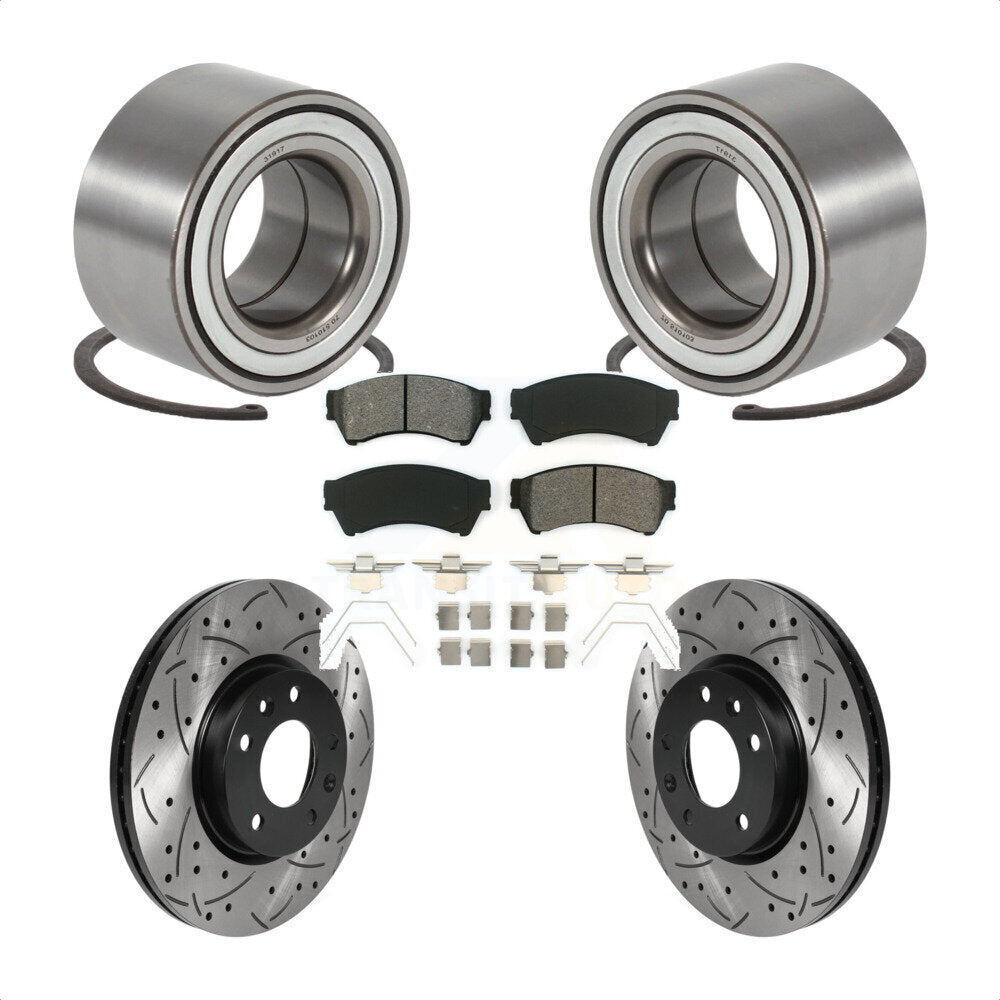 Wheel Bearing Drilled Slot Brake Rotor Pads Front Kit For 2009-2013 Mazda 6 3.7L