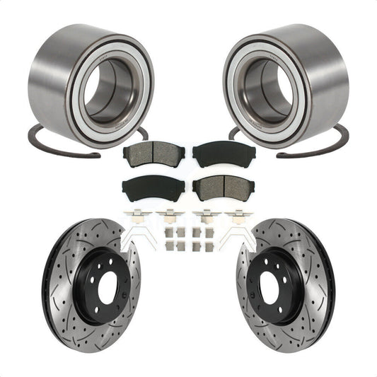 Wheel Bearing Drilled Slot Brake Rotor Pads Front Kit For 2009-2013 Mazda 6 3.7L
