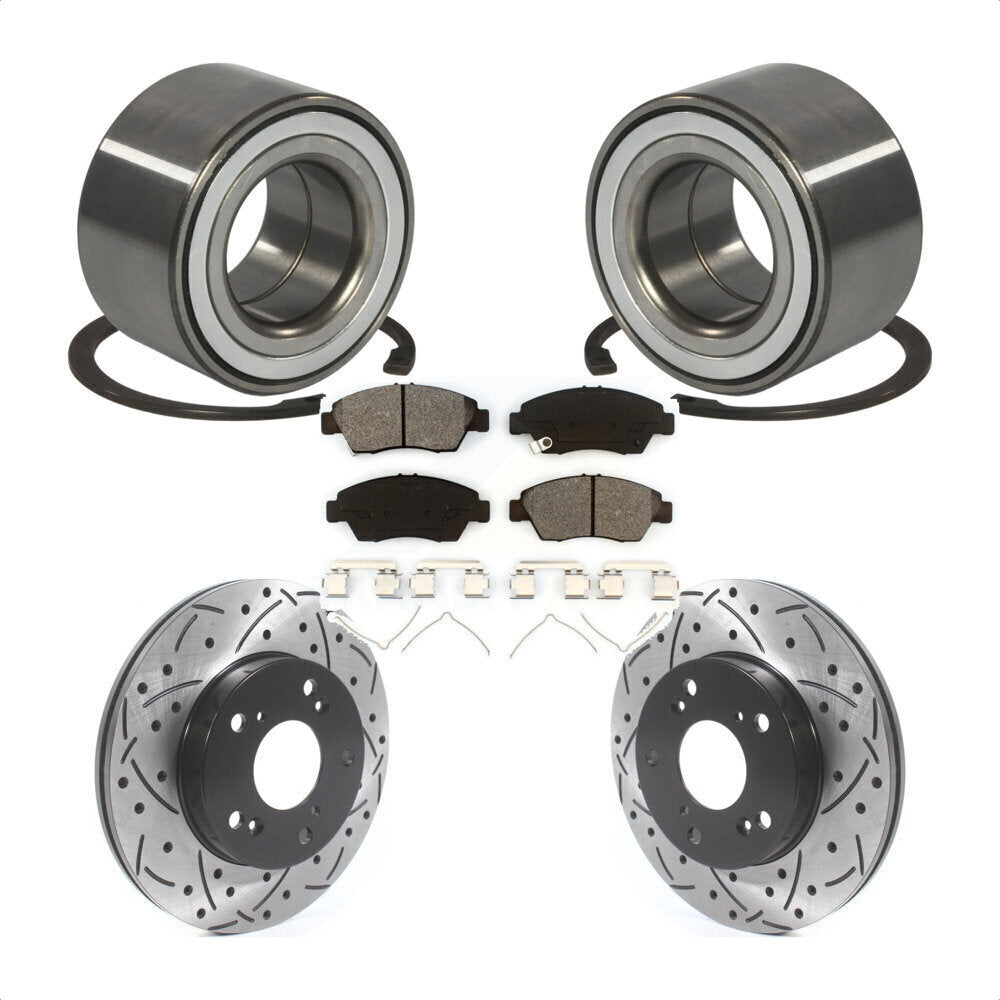 Wheel Bearing Coat Drill Slot Brake Rotor Pad Front Kit For 2011-2015 Honda CR-Z