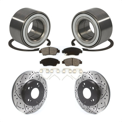 Wheel Bearing Coat Drill Slot Brake Rotor Pad Front Kit For 2011-2015 Honda CR-Z