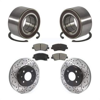 Wheel Bearing Coated Drilled Slotted Disc Brake Rotor Pads Front Kit For Kia Rio