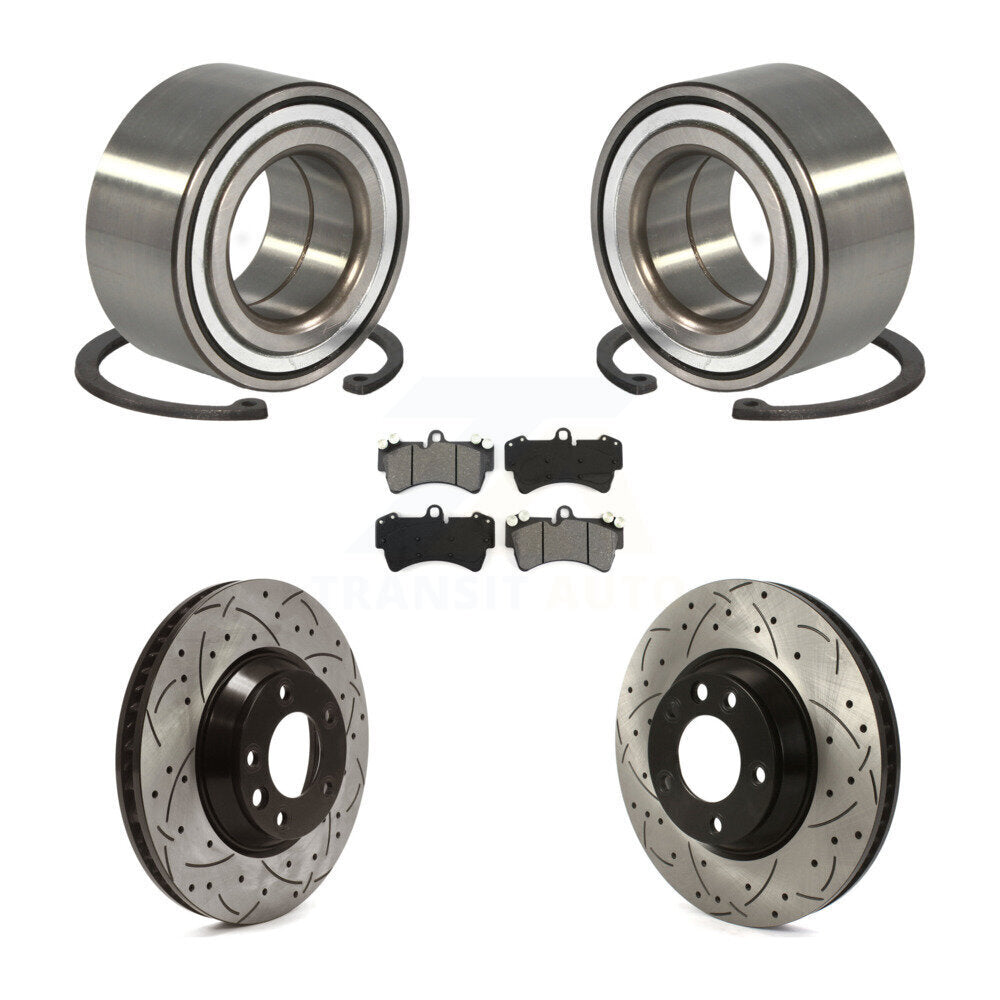 Wheel Bearing Drilled Slot Brake Rotor Pad Front Kit For Audi Q7 Porsche Cayenne