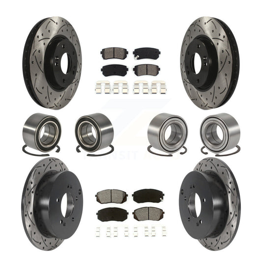 Bearing Coated Disc Brake Rotor Pad Front Rear Kit (10Pc) For Hyundai Tucson Kia