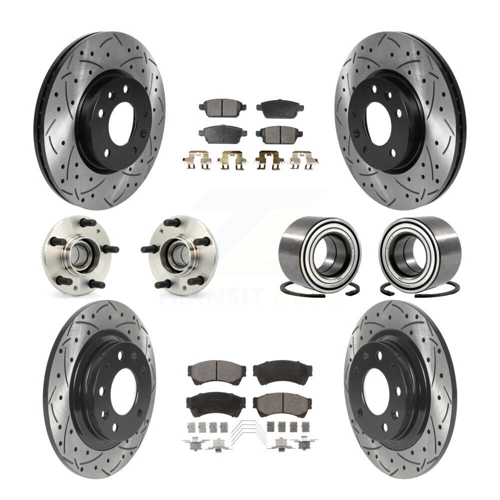 Hub Bearing Coated Brake Rotor Pad Front Rear Kit (10Pc) For Ford Fusion Mazda 6