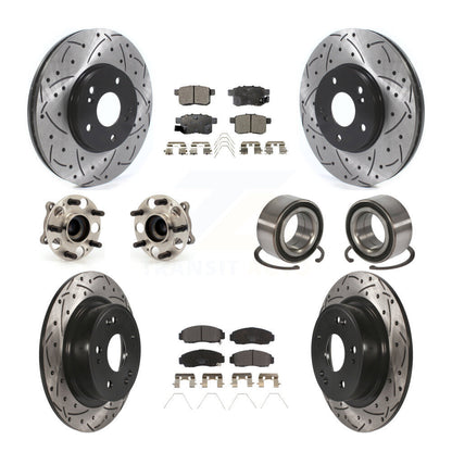 Hub Bearing Coated Brake Rotor Pads Front Rear Kit (10Pc) For Honda Accord Acura