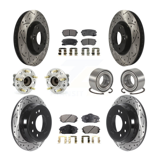 Hub Bearing Coated Brake Rotor Pads Front Rear Kit (10Pc) For Hyundai Tucson Kia
