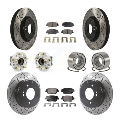 Hub Bearing Coated Brake Rotor Pads Front Rear Kit (10Pc) For Hyundai Sonata Kia