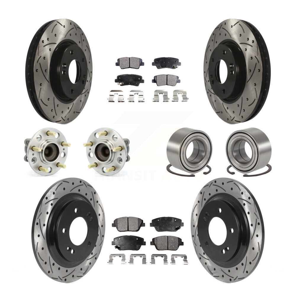 Hub Bearing Coat Brake Rotor Pad Front Rear Kit (10Pc) For 13-15 Kia Optima 2.4L