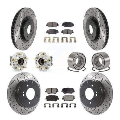 Hub Bearing Coated Disc Brake Rotor Pads Front Rear Kit (10Pc) For Hyundai Azera