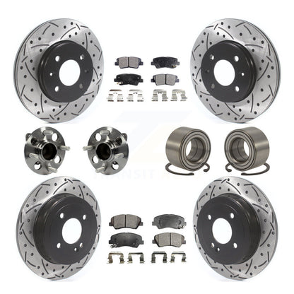 Hub Bearing Coat Brake Rotor Pads Front Rear Kit (10Pc) For 12-17 Hyundai Accent