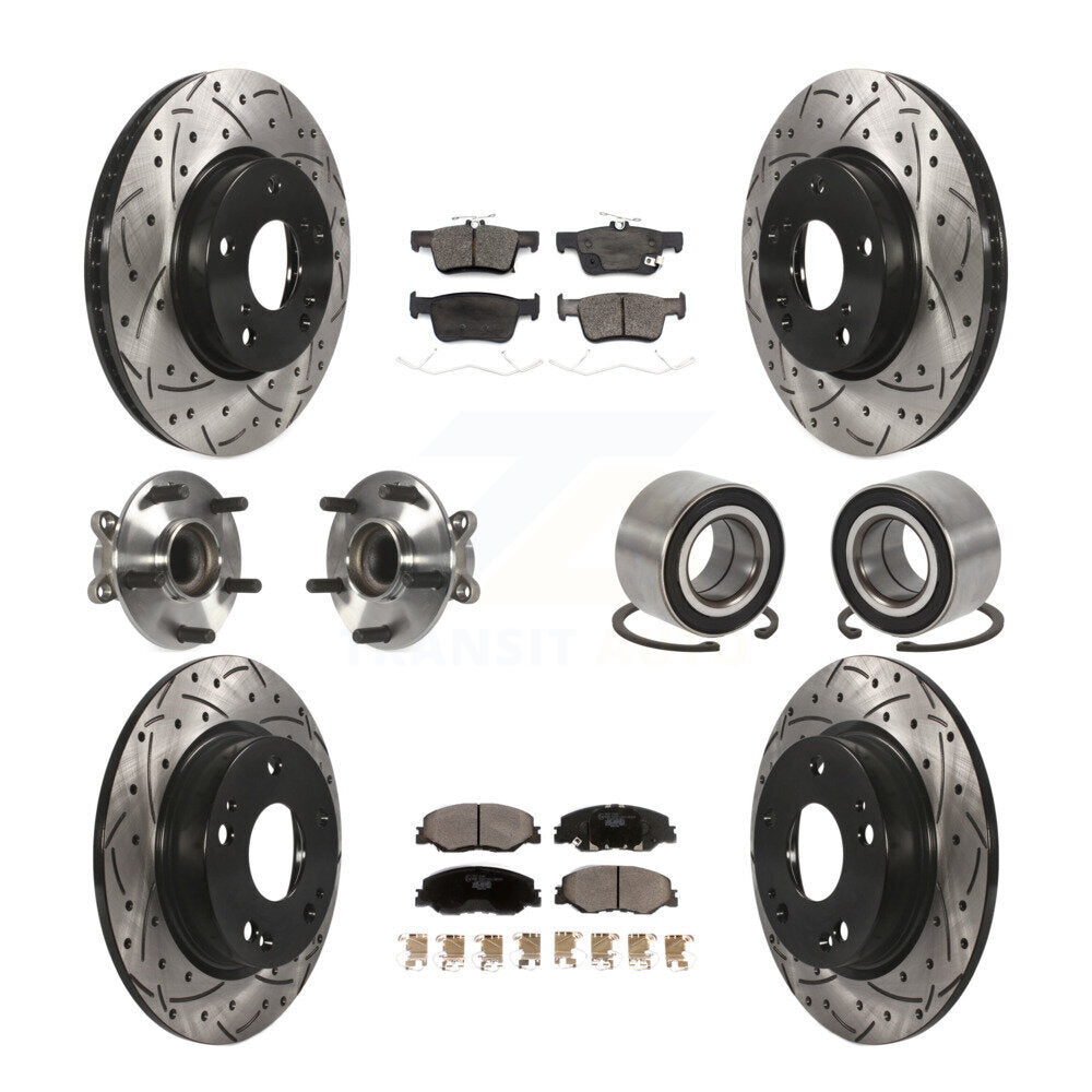 Hub Bearing Coated Brake Rotor Pad Front Rear Kit (10Pc) For 19-22 Honda Insight