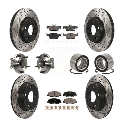 Hub Bearing Coated Brake Rotor Pad Front Rear Kit (10Pc) For 19-22 Honda Insight