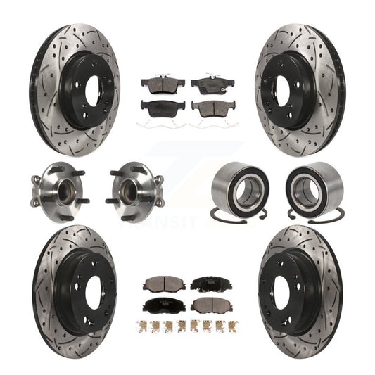 Hub Bearing Coated Brake Rotor Pad Front Rear Kit (10Pc) For 19-22 Honda Insight